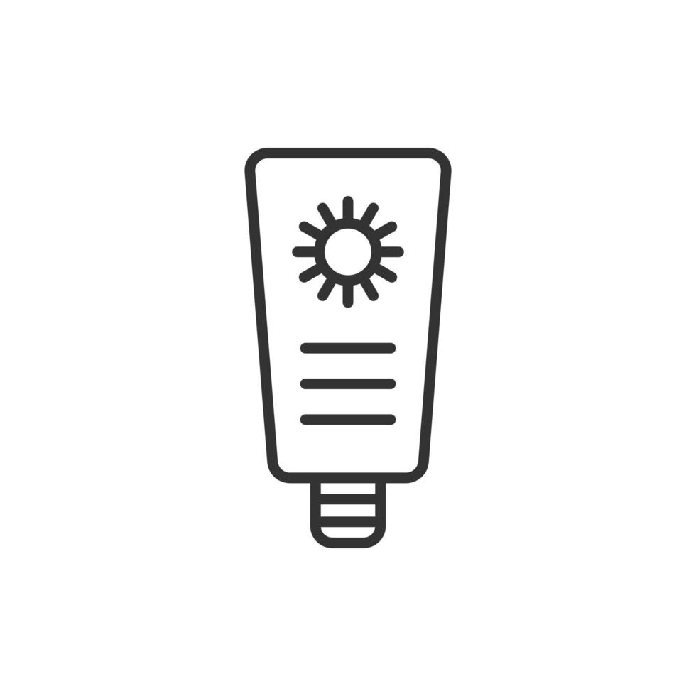 Sun protection icon in flat style. Sunblock cream vector illustration on white isolated background. Spf care business concept.
