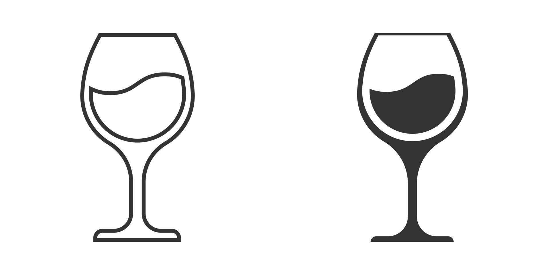 icono de copa de vino en estilo plano. Ilustración de vector de bebida de champán sobre fondo aislado. concepto de negocio de signo de bebida de cóctel.