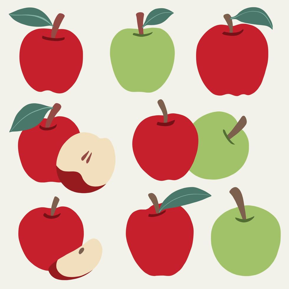 dibujo sencillo a mano alzada de la colección de manzanas. vector