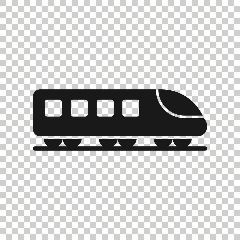 Metro icon in flat style. Train subway vector illustration on white isolated background. Railroad cargo business concept.