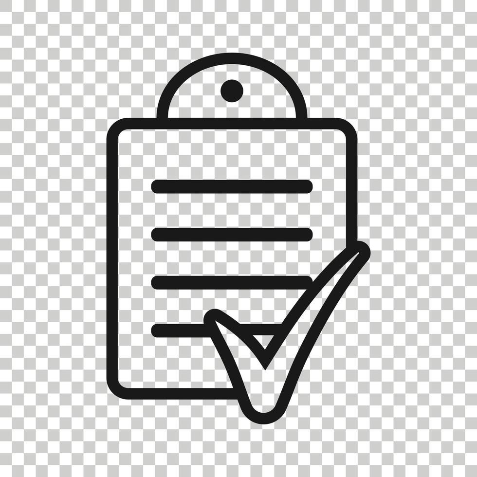 Document checklist icon in flat style. Report vector illustration on white isolated background. Paper sheet business concept.