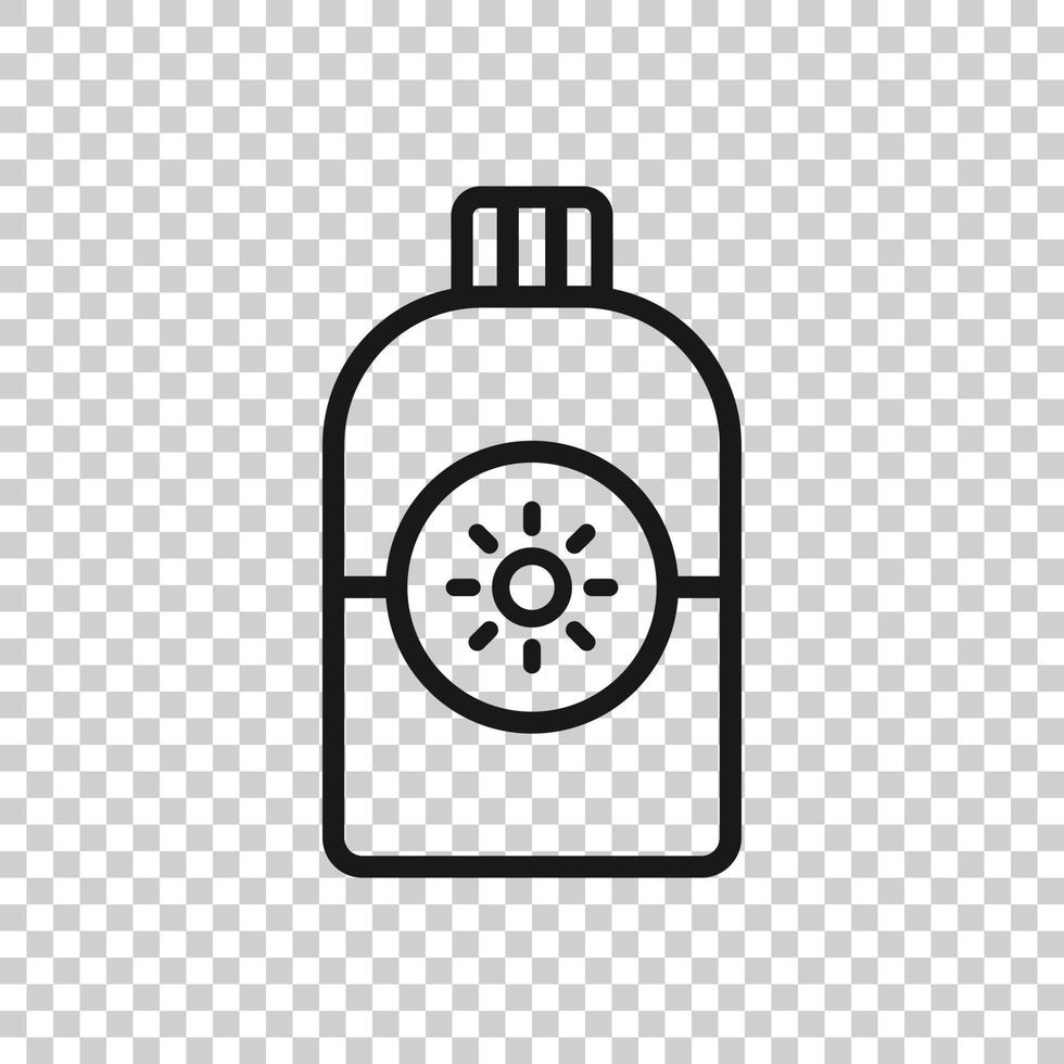 Sun protection icon in flat style. Sunblock cream vector illustration on white isolated background. Spf care business concept.