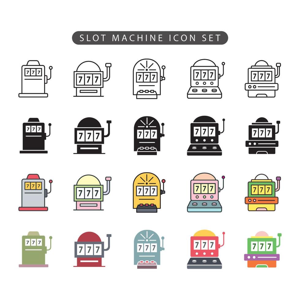 plantillas de diseño de conjunto de iconos de máquinas tragamonedas vector