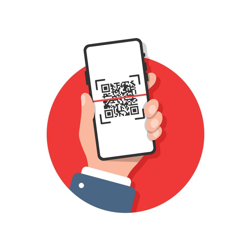 icono de escaneo de código qr en estilo plano. Ilustración de vector de escaneo de teléfono móvil sobre fondo aislado. concepto de negocio de signo de lector de código de barras.