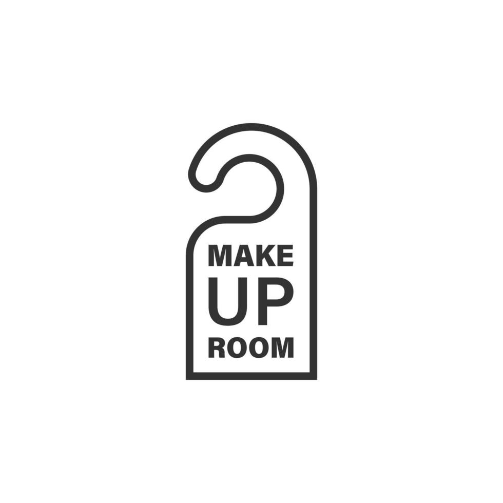 Make up room hotel sign icon in flat style. Inn vector illustration on white isolated background. Hostel clean business concept.