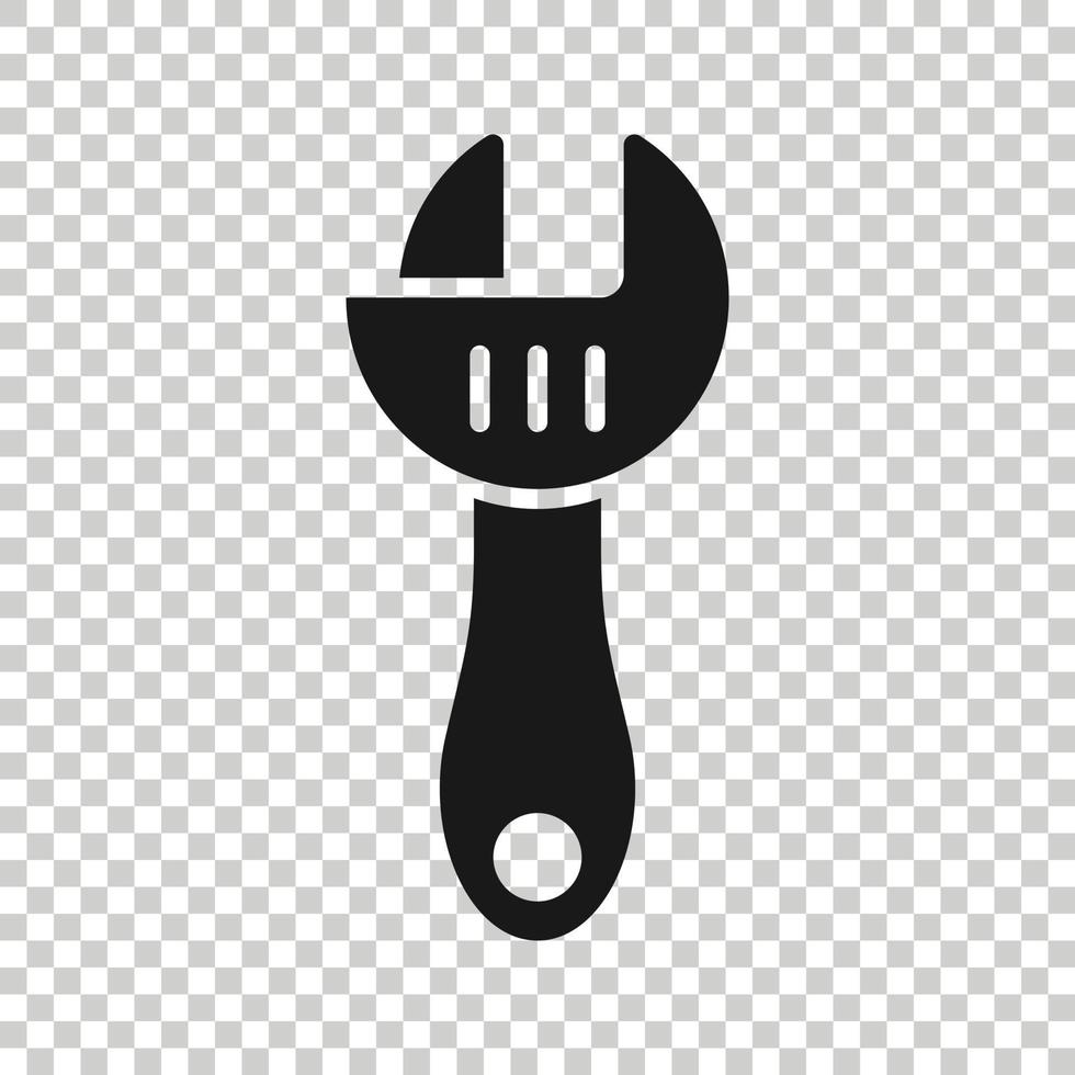 Wrench icon in flat style. Spanner key vector illustration on white isolated background. Repair equipment business concept.