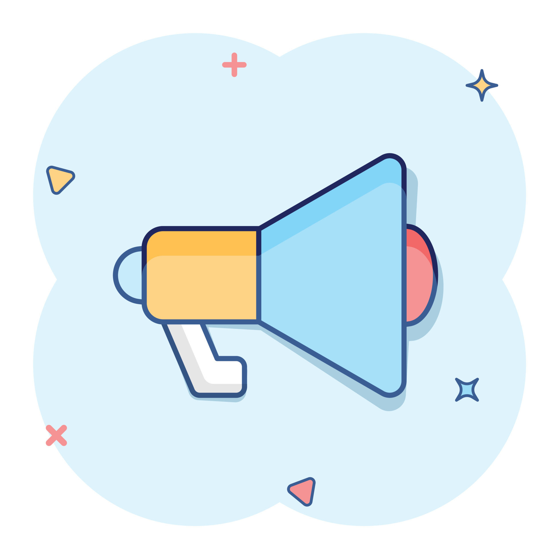 Megaphone speaker icon in comic style. Bullhorn cartoon sign vector