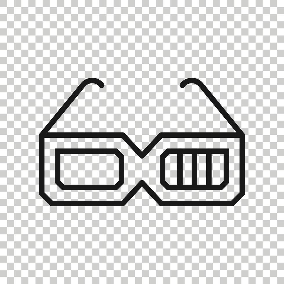 Film icon in flat style. Movie vector illustration on white isolated background. 3d glasses business concept.