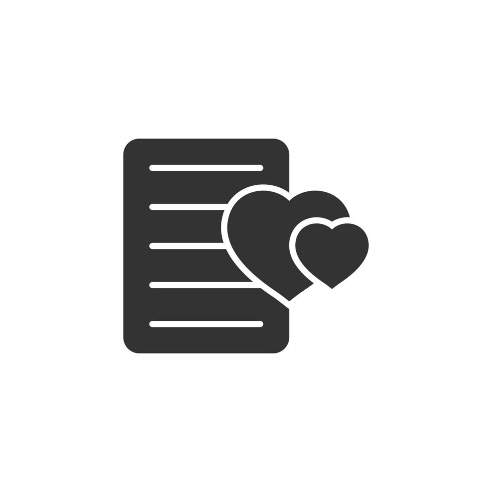 Wishlist icon in flat style. Like document vector illustration on white isolated background. Favorite list business concept.