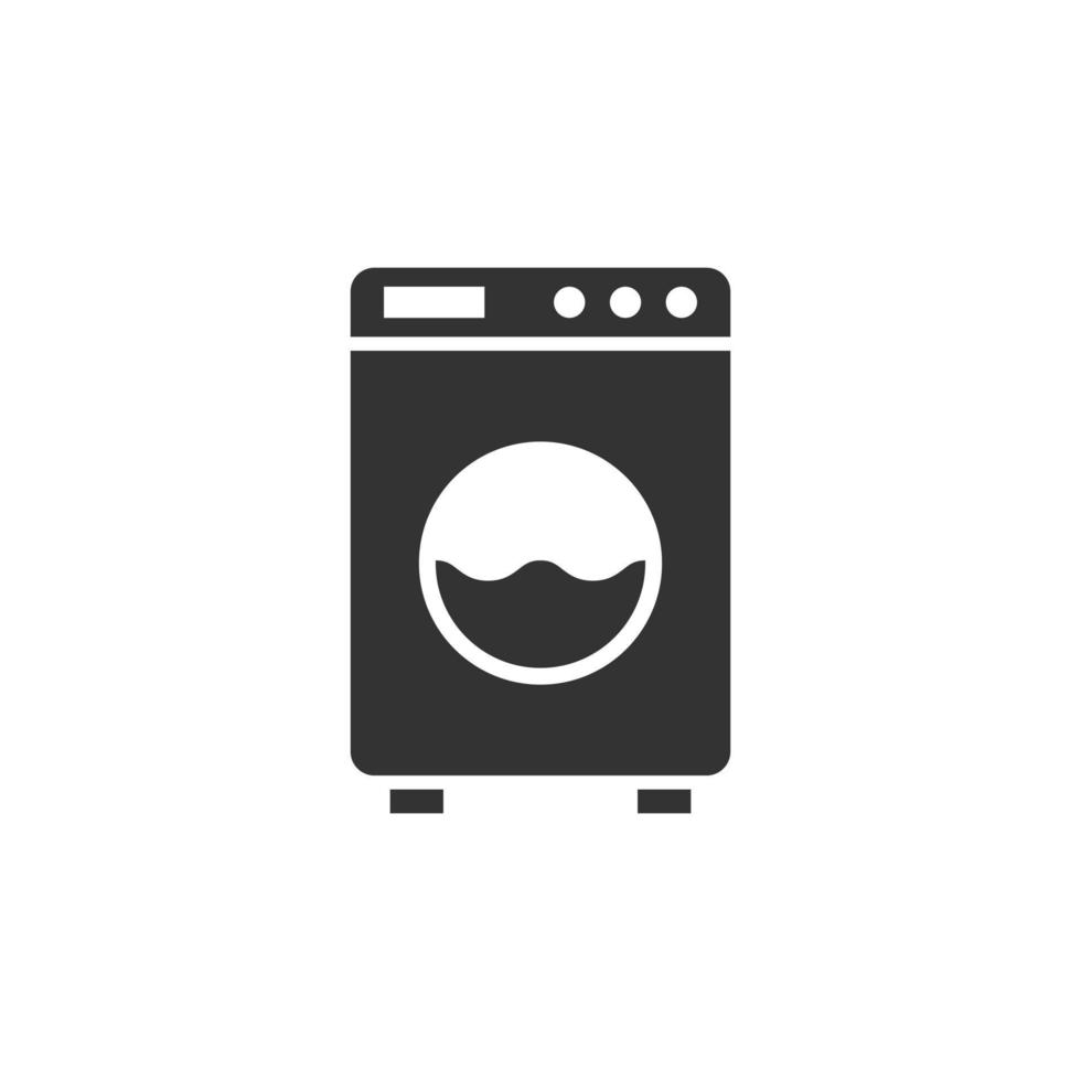 Washing machine icon in flat style. Washer vector illustration on white isolated background. Laundry business concept.