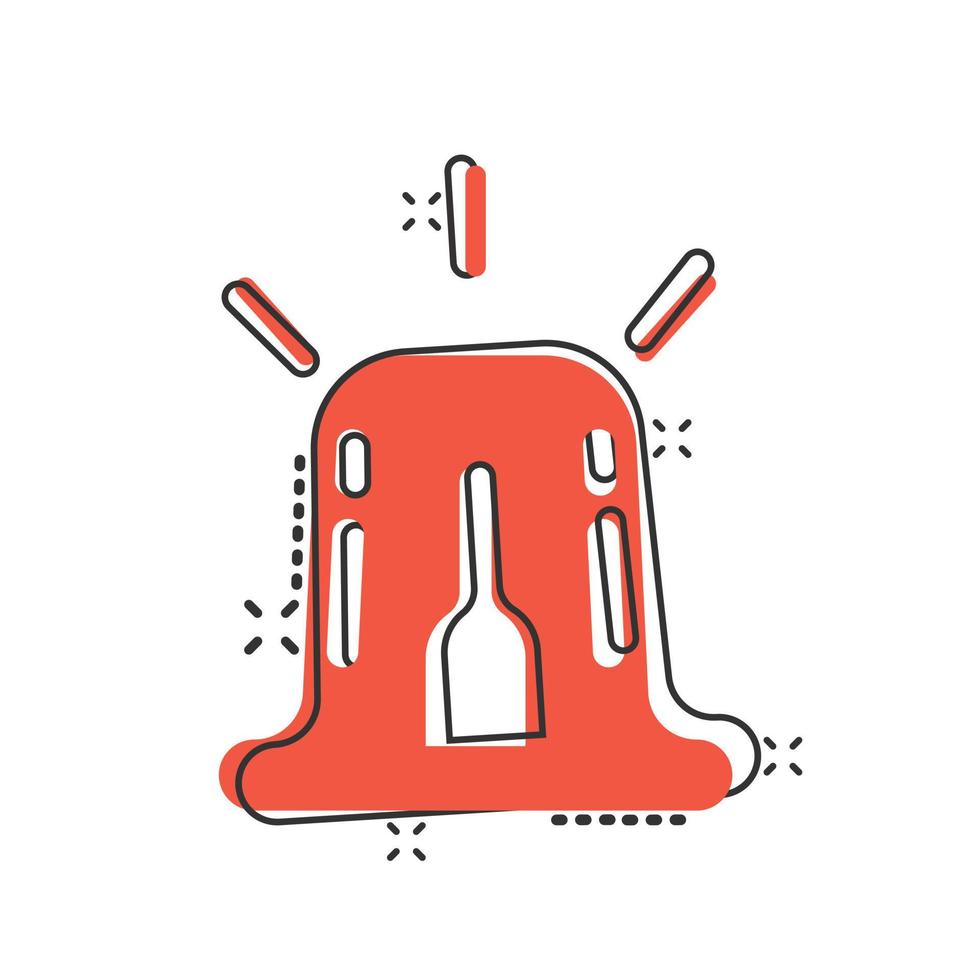 Emergency alarm icon in comic style. Alert lamp cartoon vector illustration on isolated background. Police urgency splash effect sign business concept.