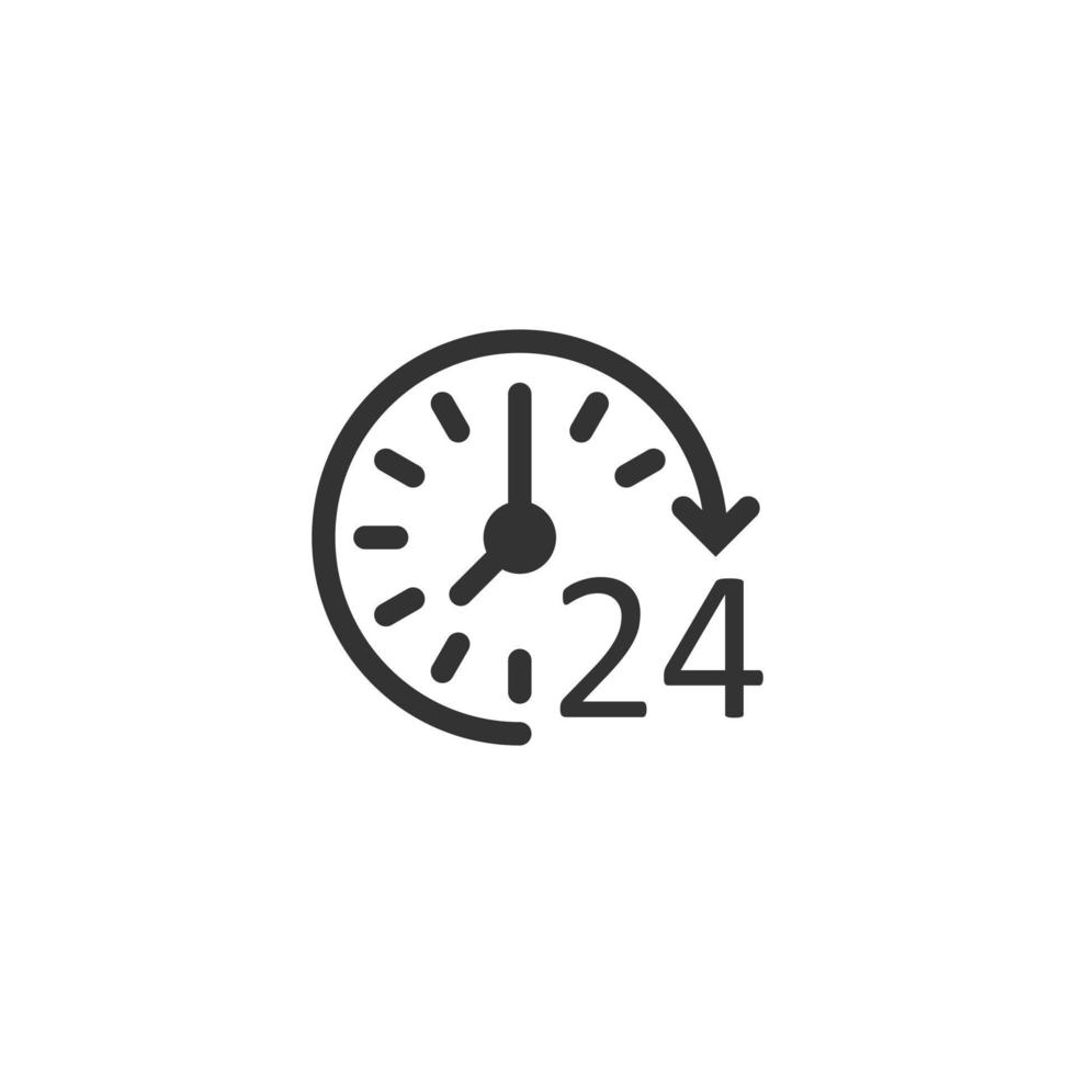 Clock icon in flat style. Watch vector illustration on white isolated background. Timer business concept.