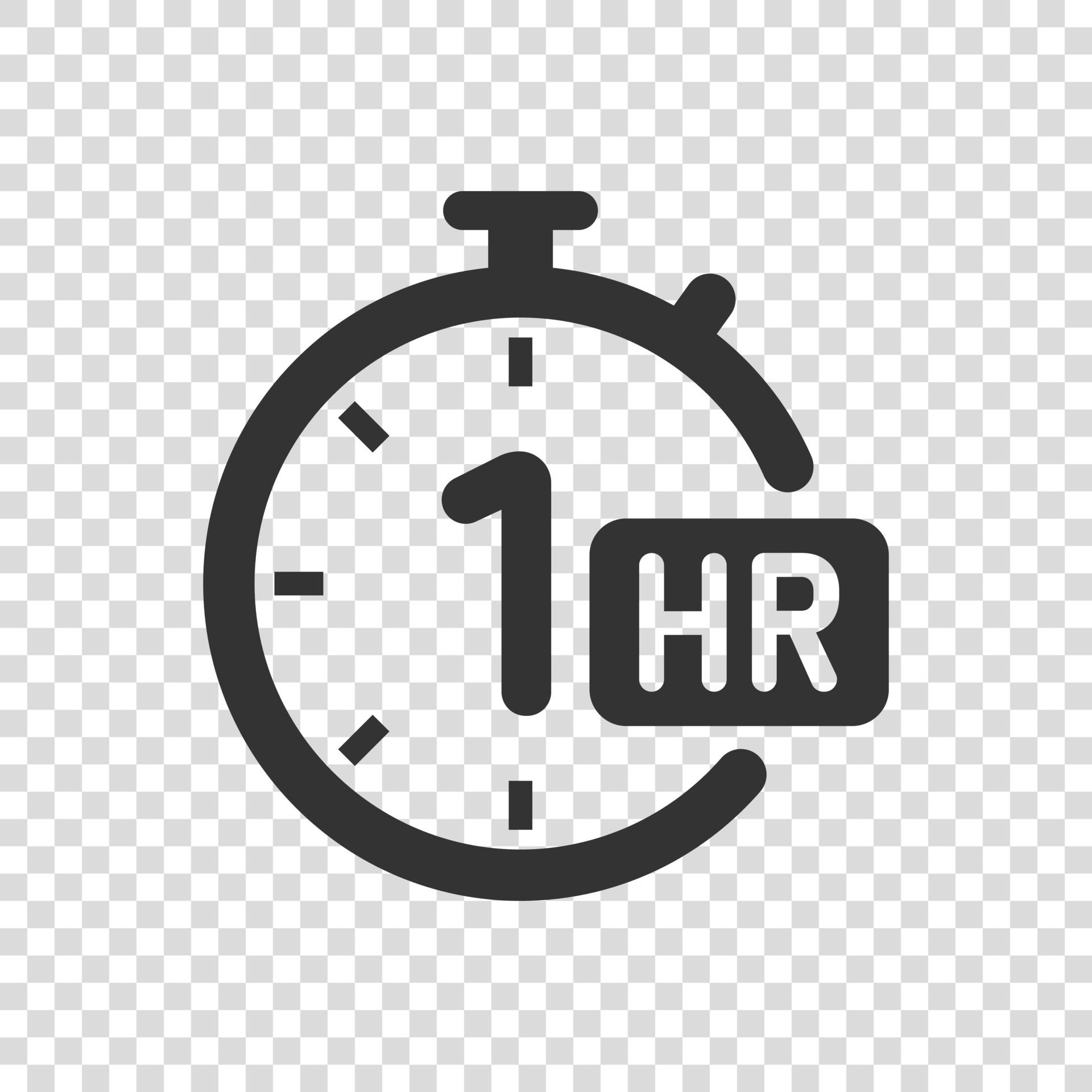 1 Hour Clock Icon In Flat Style Timer Countdown Vector Illustration On 