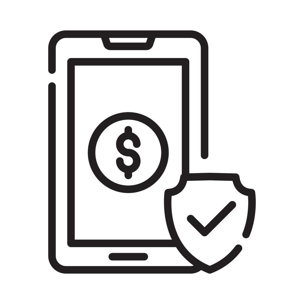 Mobile Payment Vector Style illustration. Business and Finance Outline Icon.