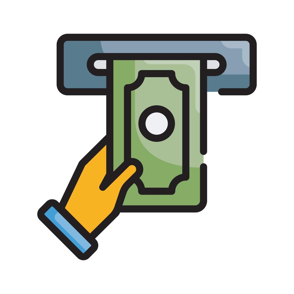 retirar la ilustración de estilo vectorial. icono de contorno lleno de negocios y finanzas. vector