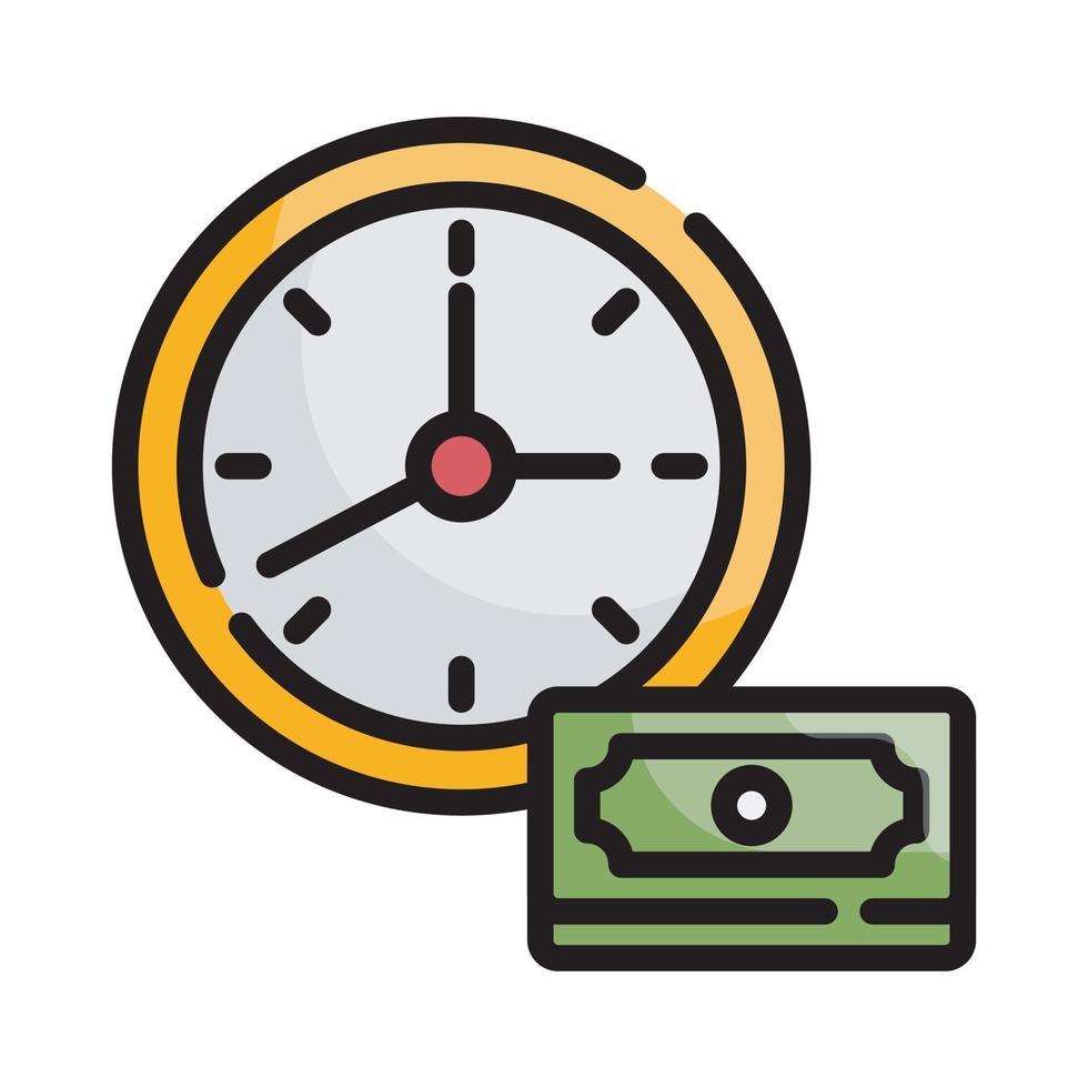 Time is money Vector Style illustration. Business and Finance Filled Outline Icon.