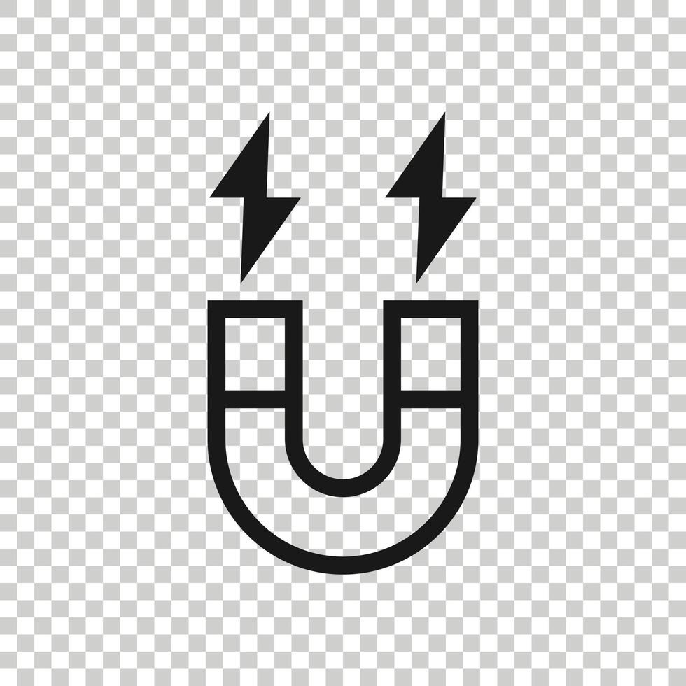 Magnet icon in flat style. Attract vector illustration on white isolated background. Electromagnetic business concept.