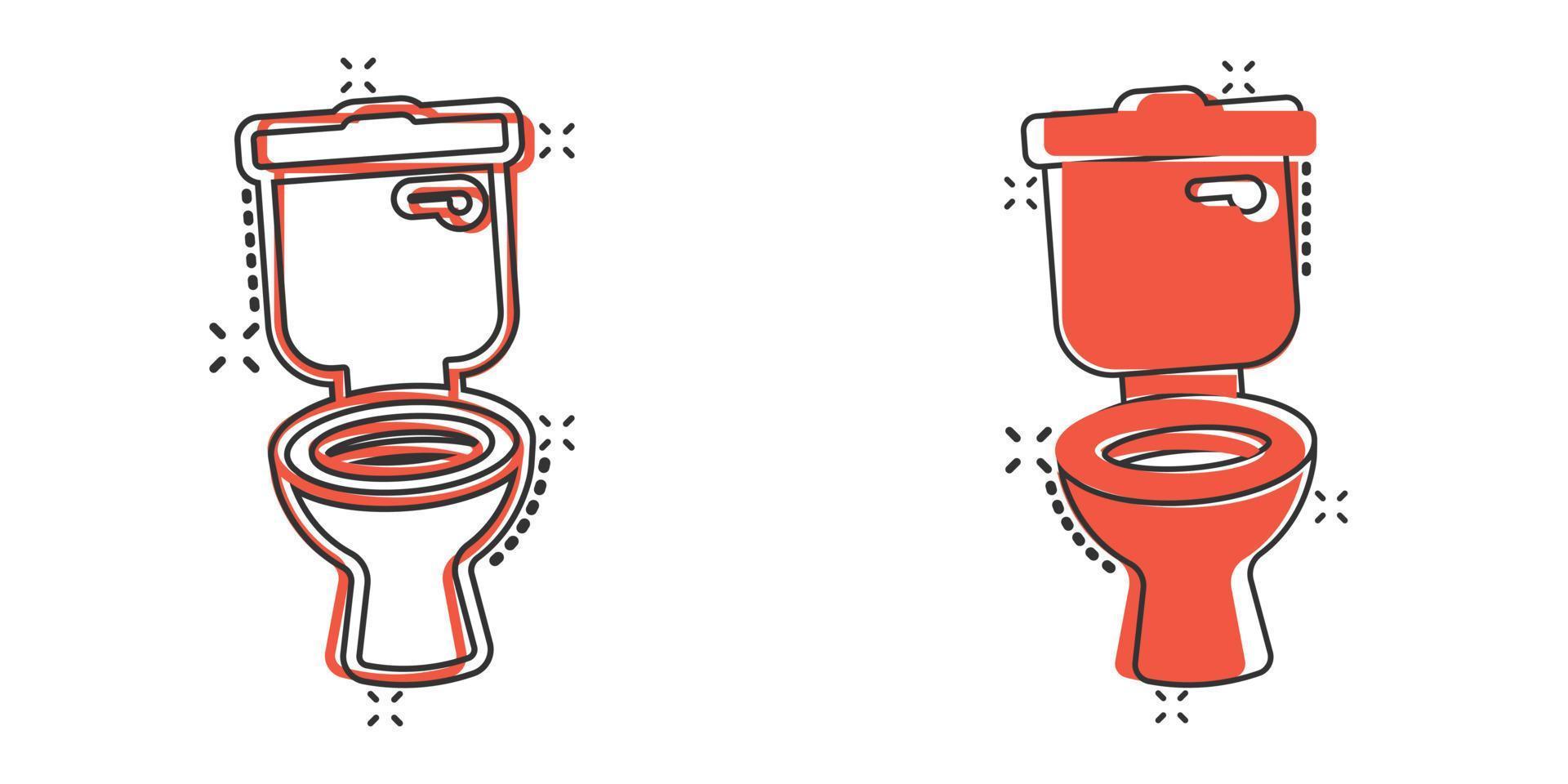 Toilet bowl icon in comic style. Hygiene cartoon vector illustration on isolated background. WC restroom splash effect sign business concept.