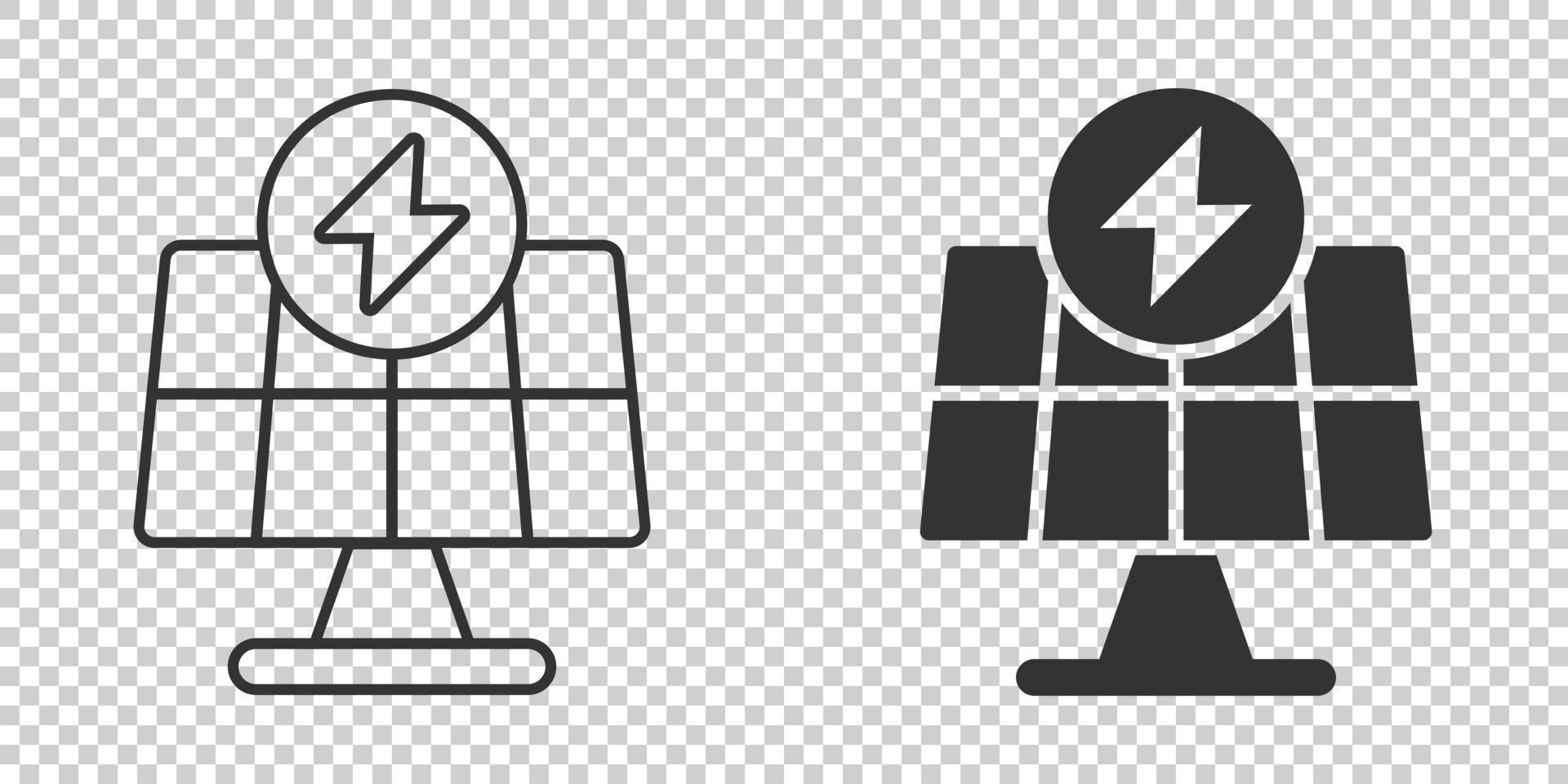 Solar panel icon in flat style. Ecology energy vector illustration on white isolated background. Electrician sign business concept.
