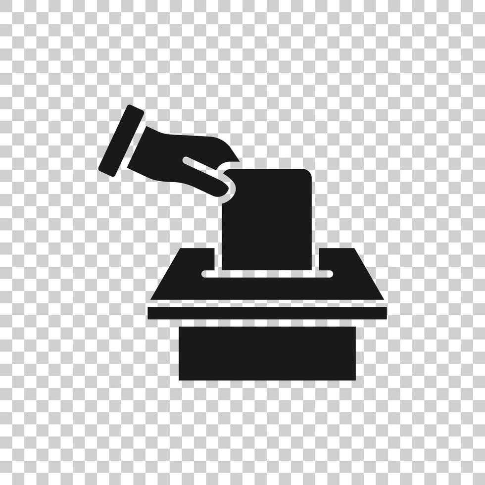 Vote icon in flat style. Ballot box vector illustration on white isolated background. Election business concept.