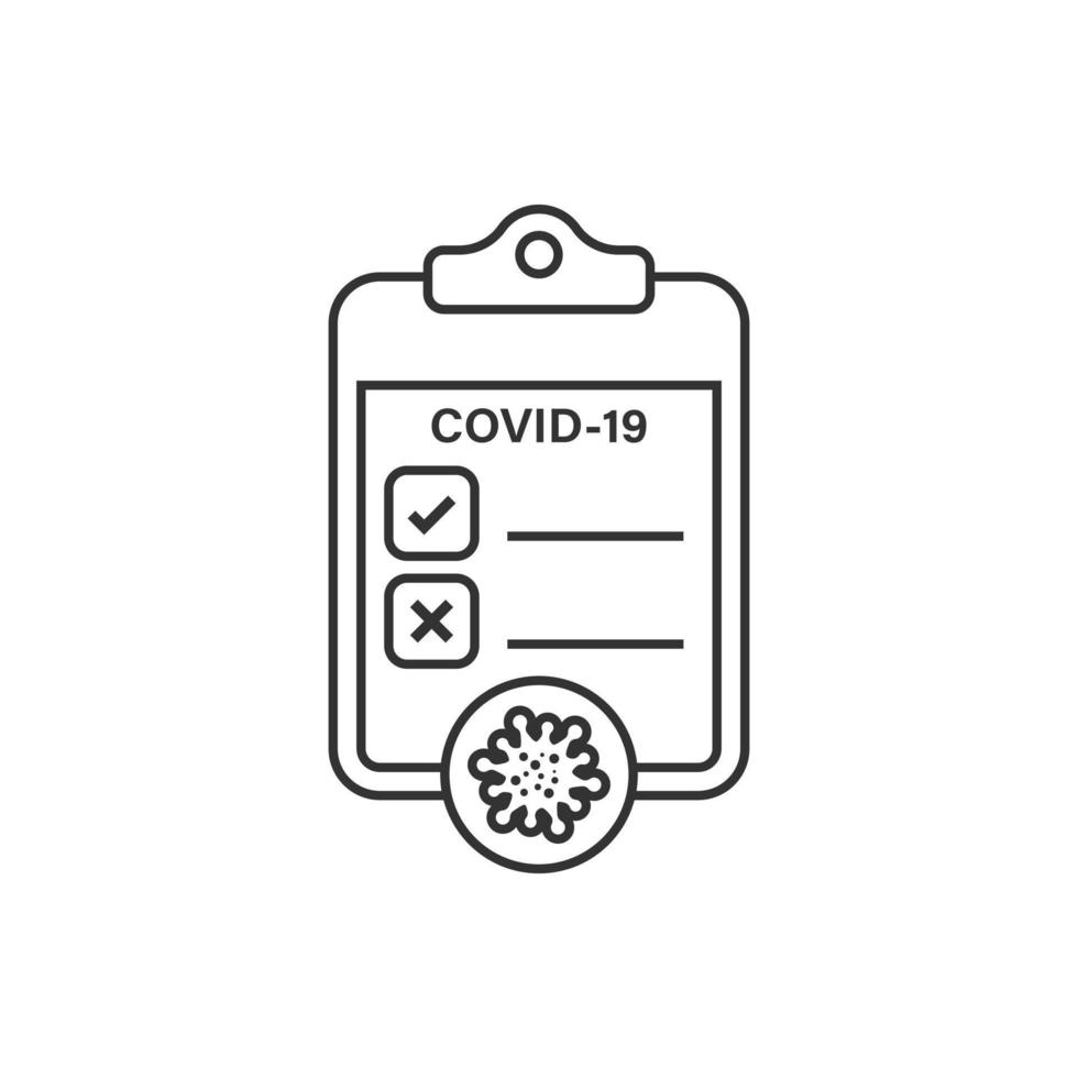 Coronavirus test icon in flat style. covid-19 vector illustration on isolated background. Medical diagnostic sign business concept.