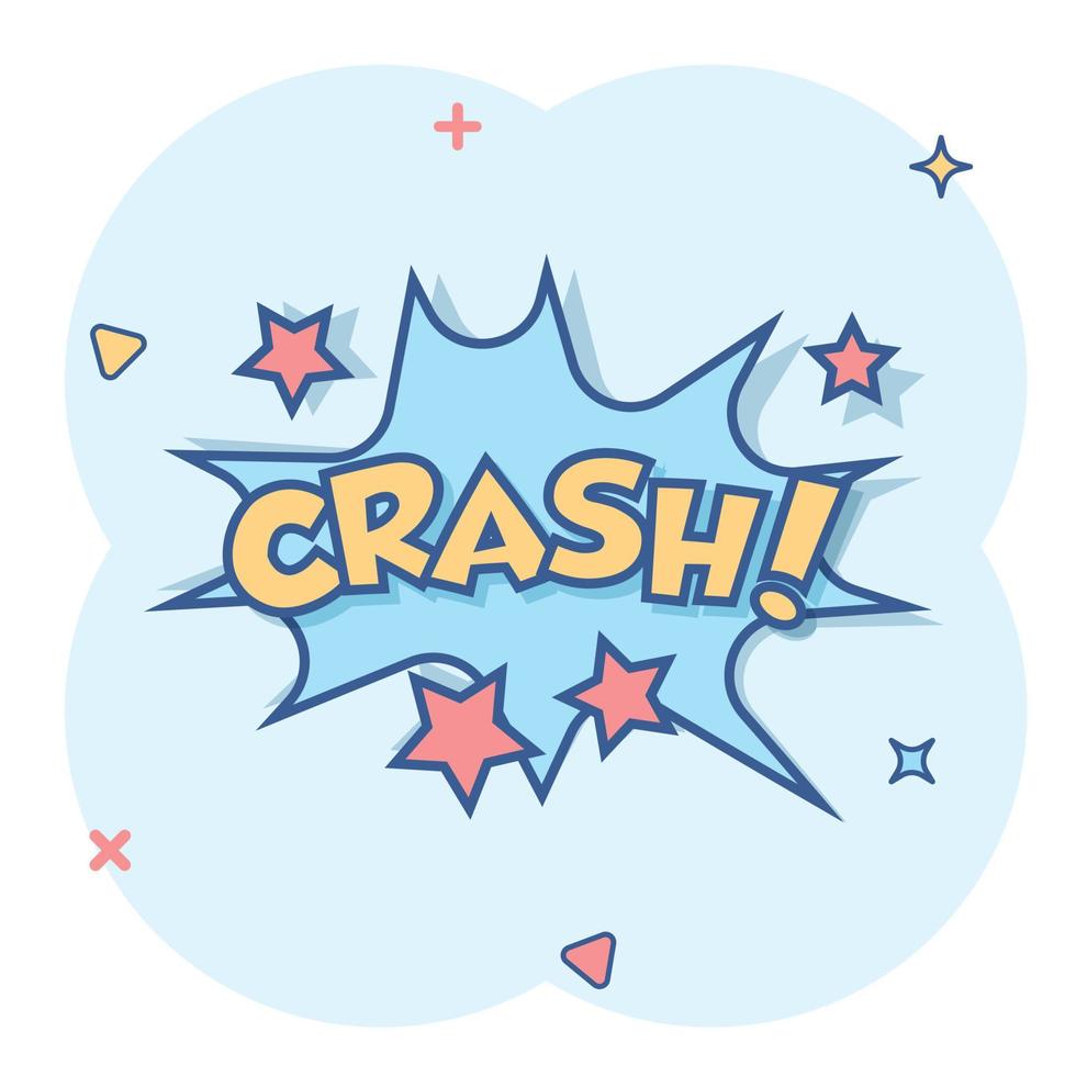 Vector cartoon crash comic sound effects icon in comic style. Sound bubble speech sign illustration pictogram. Crash business splash effect concept.