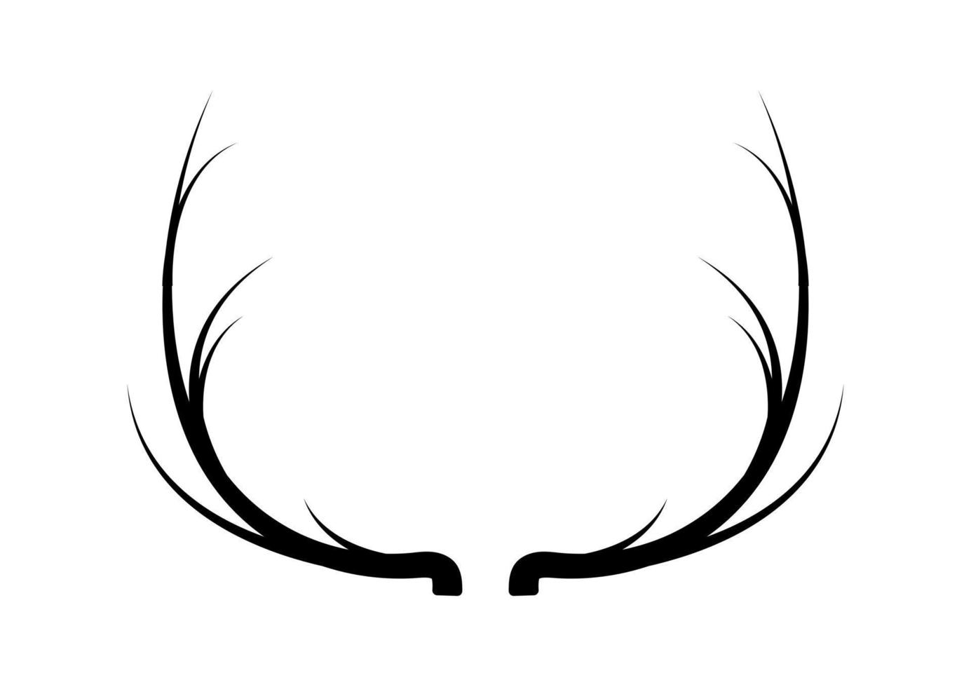 Black and white deer antlers vector on white background