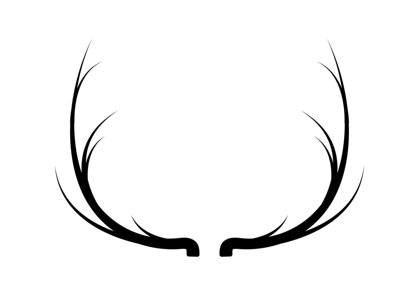 Black and white deer antlers vector on white background