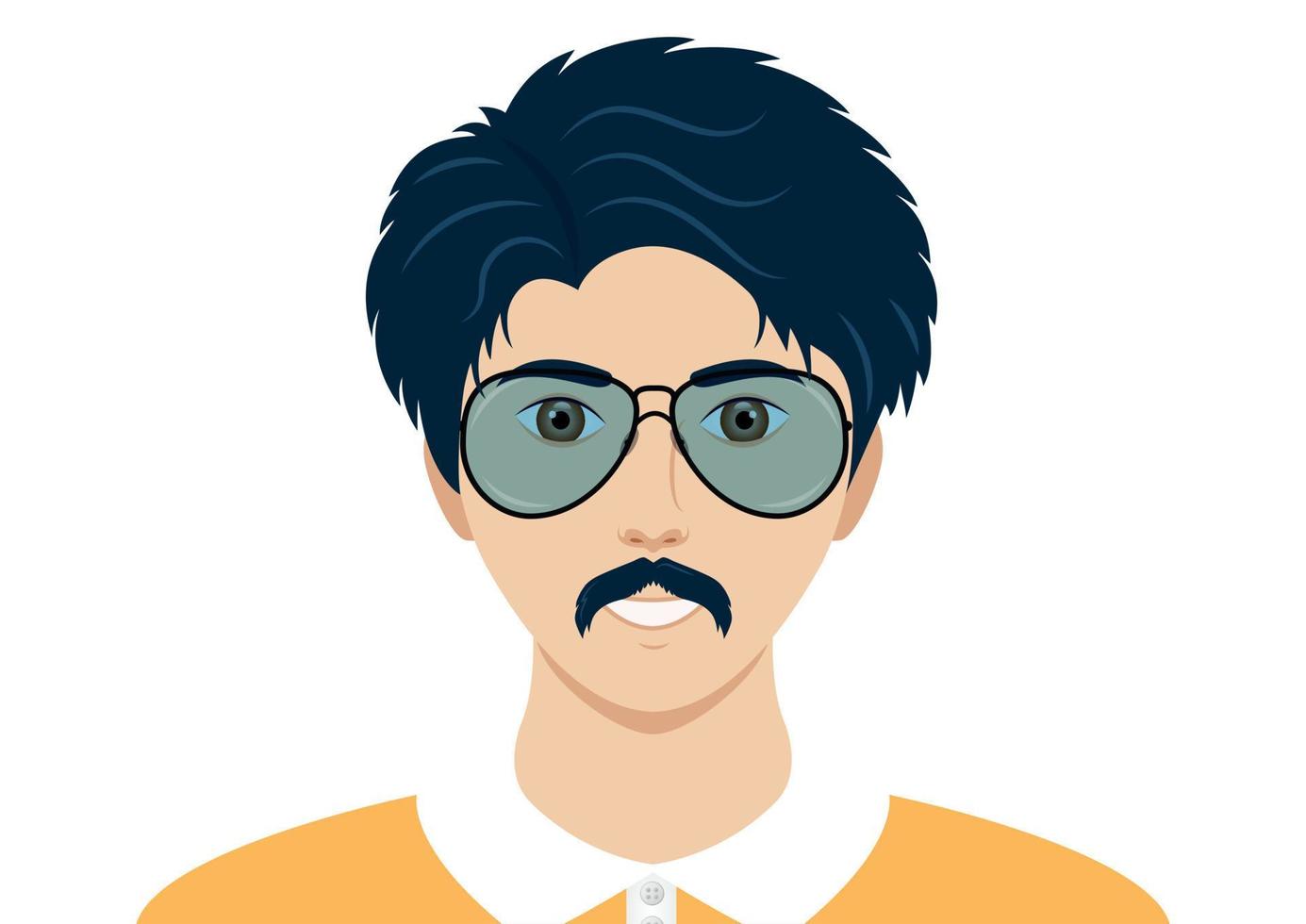 retrato de hombre guapo con gafas y bigote vector