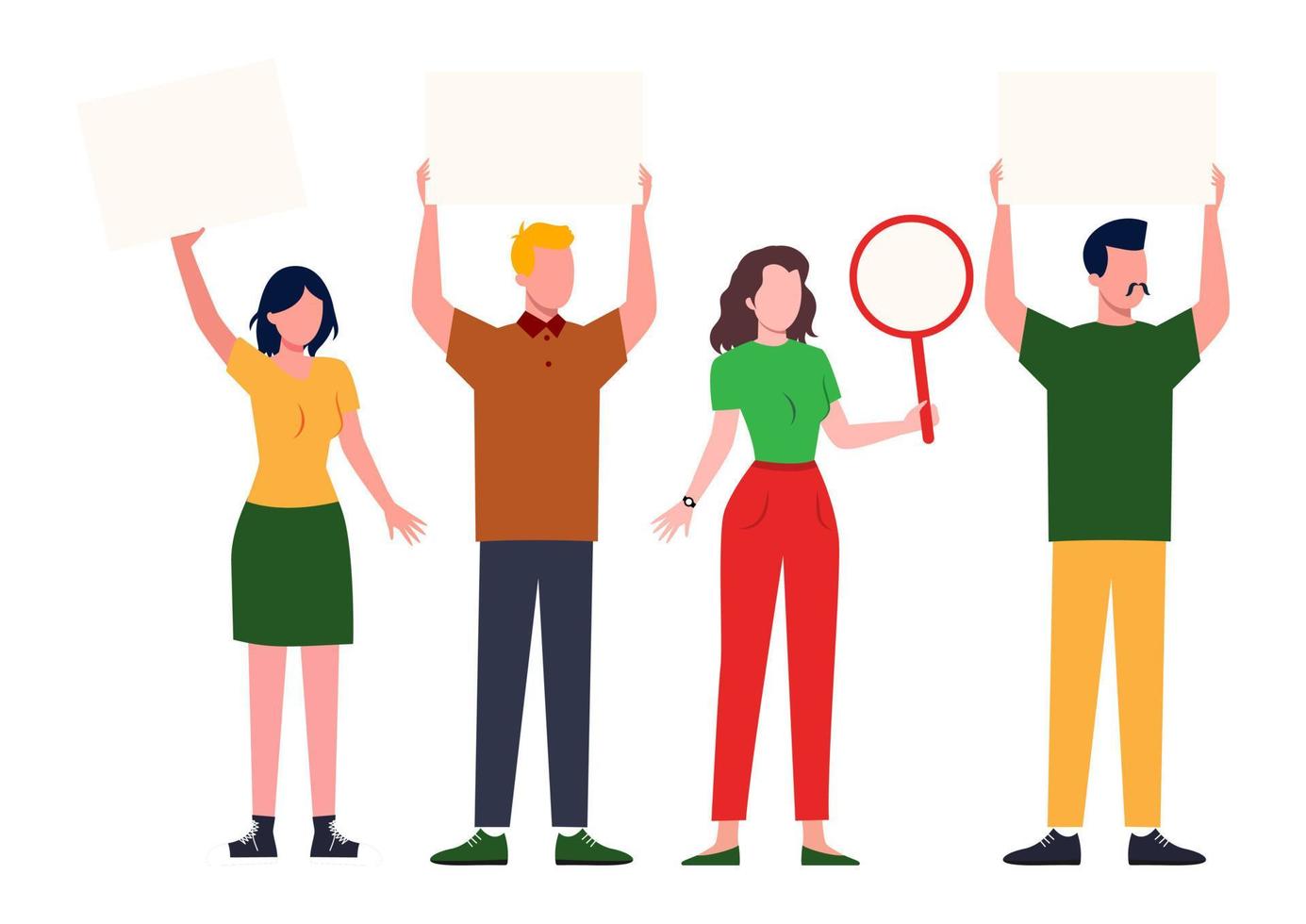 People holding banners on protests vector