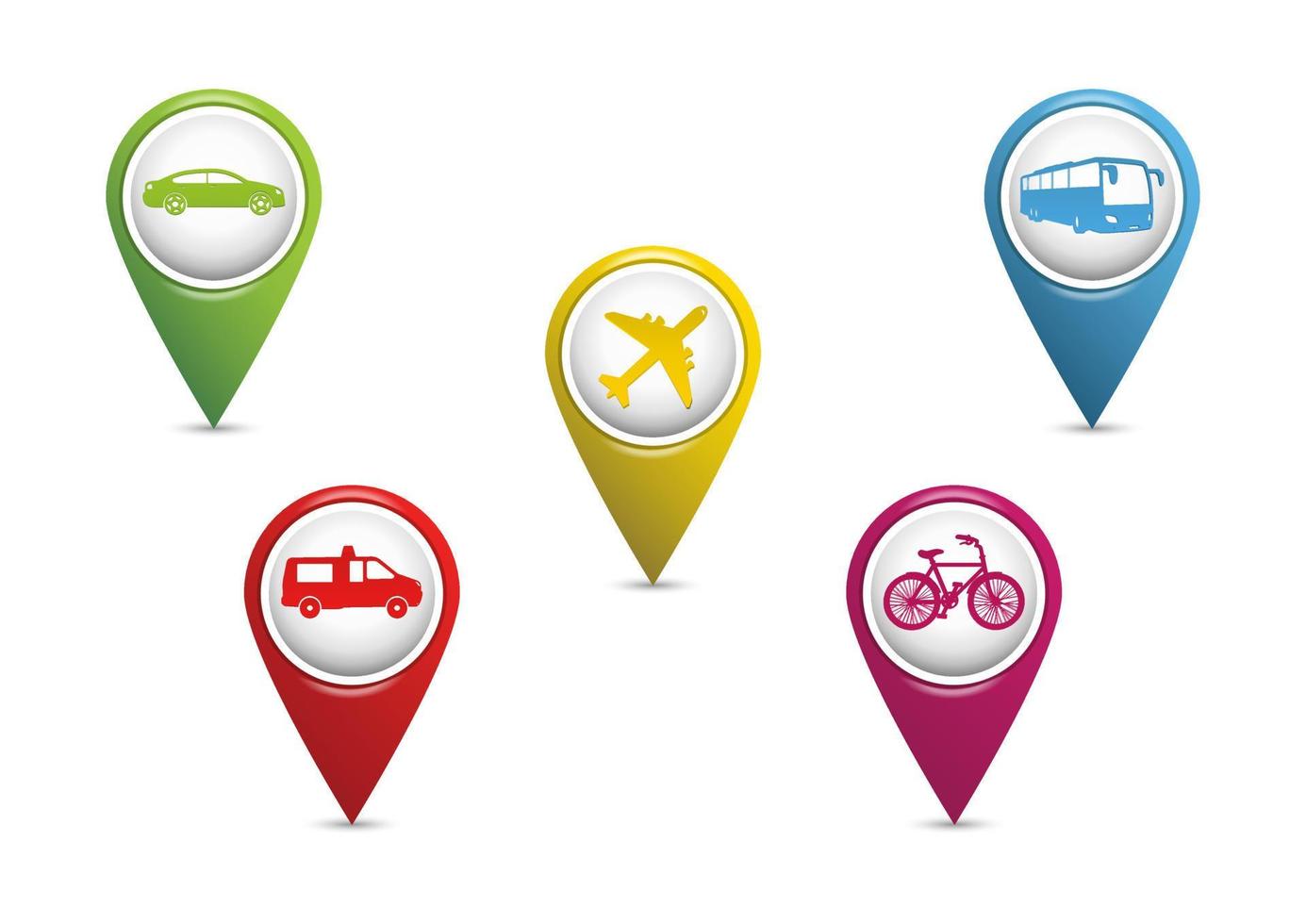 Flat Transport Location Signs Vivid Design Vector