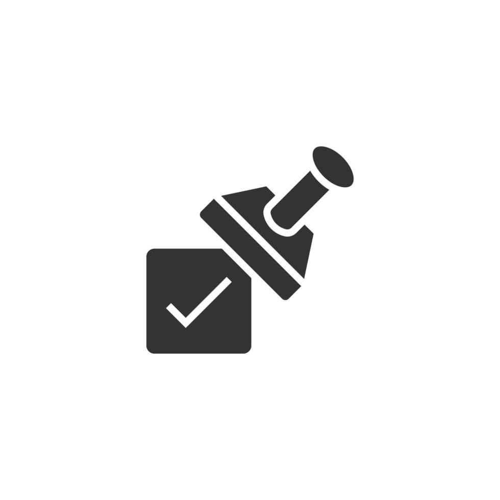 Approve stamp icon in flat style. Accept check mark vector illustration on white isolated background. Approval choice business concept.