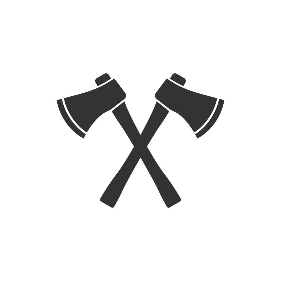 Axe icon in flat style. Lumberjack vector illustration on white isolated background. Blade business concept.