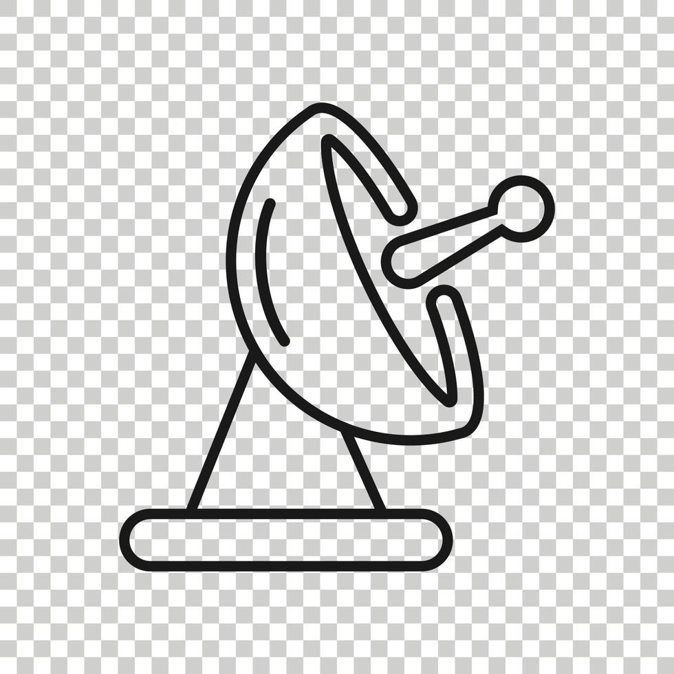 Satellite antenna tower icon in flat style. Broadcasting vector illustration on white isolated background. Radar business concept.