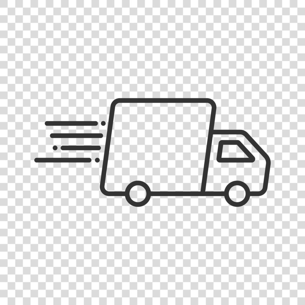 Shipping fast icon in flat style. Delivery truck vector illustration on isolated background. Express logistic sign business concept.