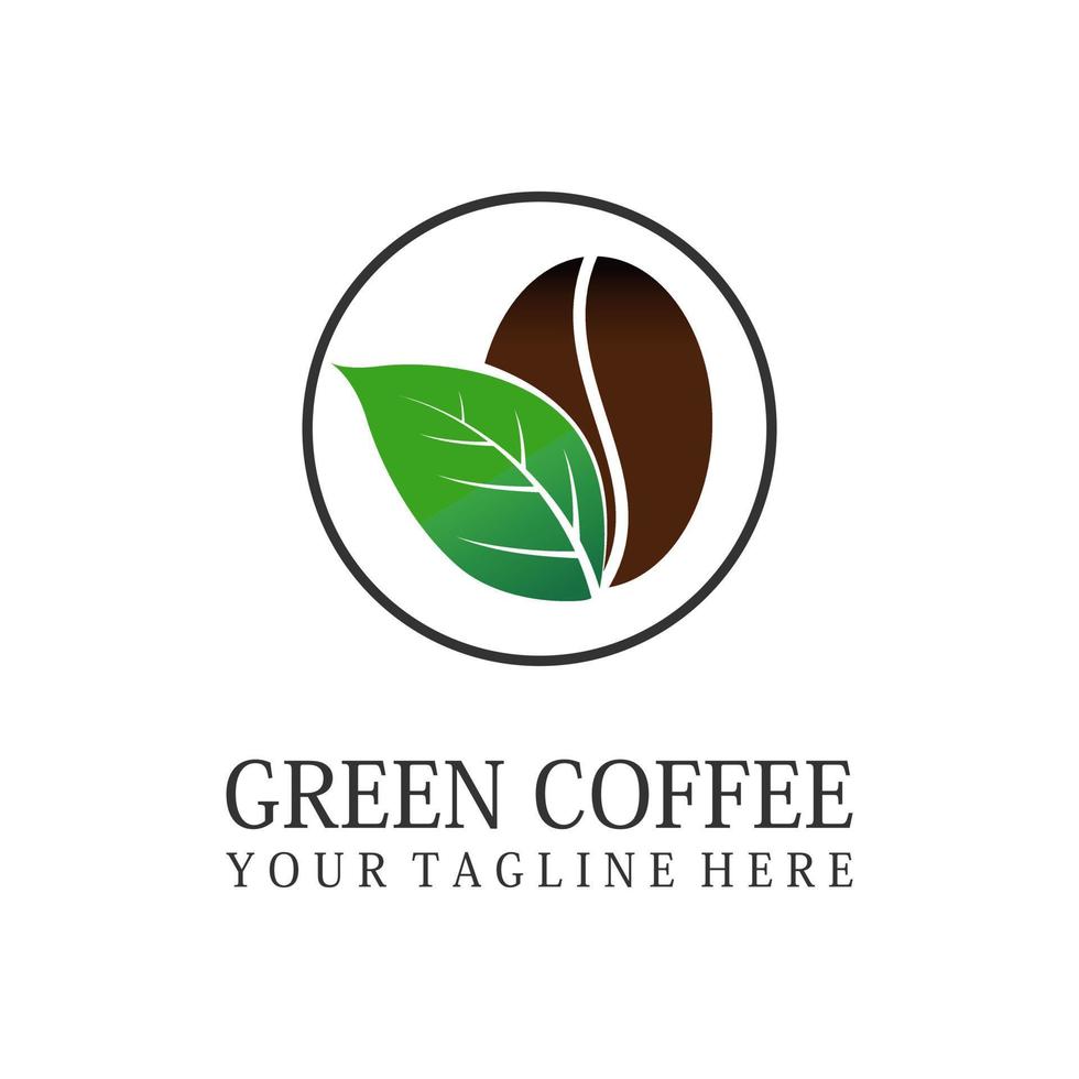 hoja verde y grano de café imagen icono gráfico diseño de logotipo concepto abstracto vector stock. se puede utilizar como un símbolo relacionado con la naturaleza o la bebida.