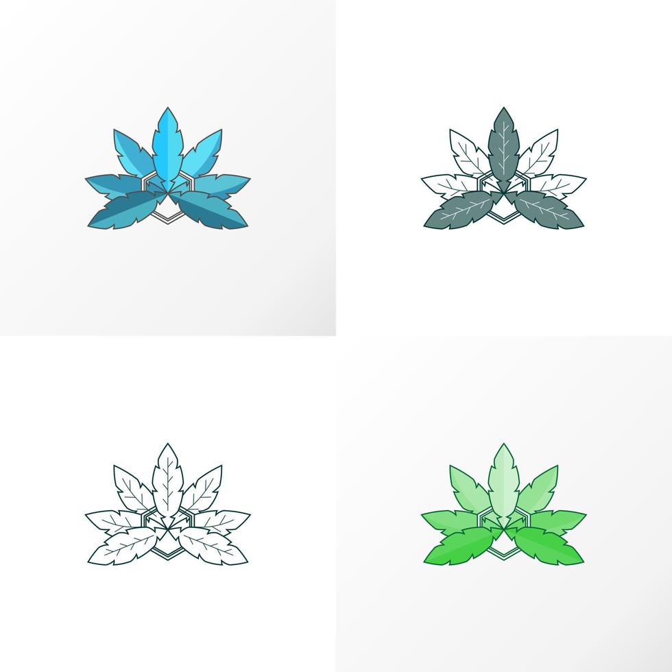 Imagen única de hoja y hexágono icono gráfico diseño de logotipo concepto abstracto stock vectorial. puede usarse como un símbolo relacionado con la naturaleza o la ilustración vector