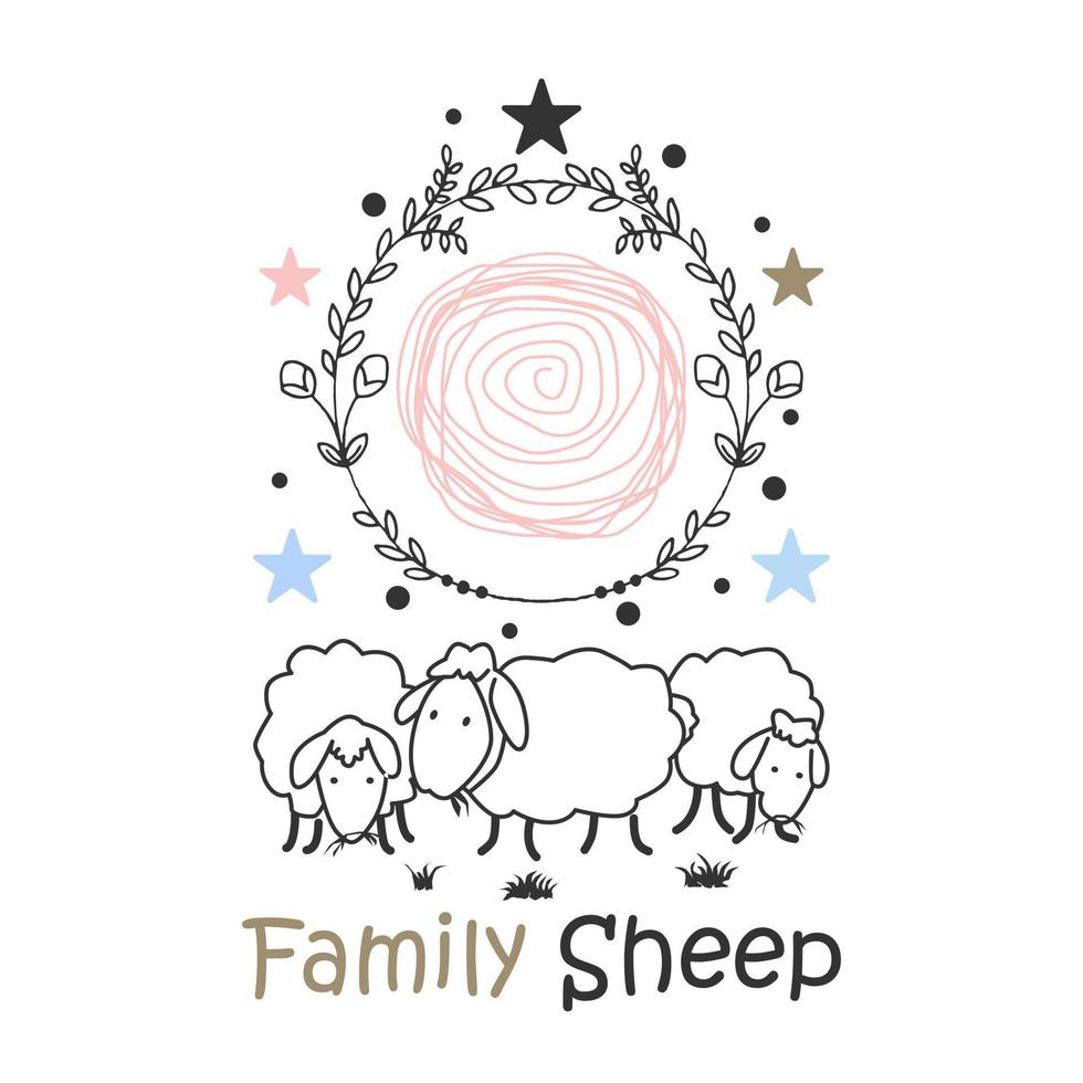 Family sheep looks happy when gathered in line out image graphic icon logo design abstract concept vector stock. Can be used as a symbol related to animal or wedding