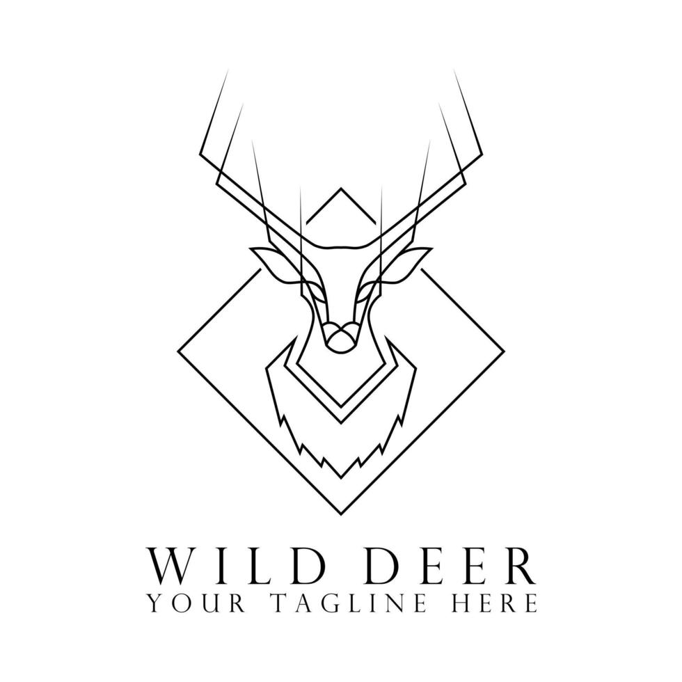 deer head design with amazing line out sharp horn image graphic icon logo design abstract concept vector stock. Can be used as a symbol related to animal.