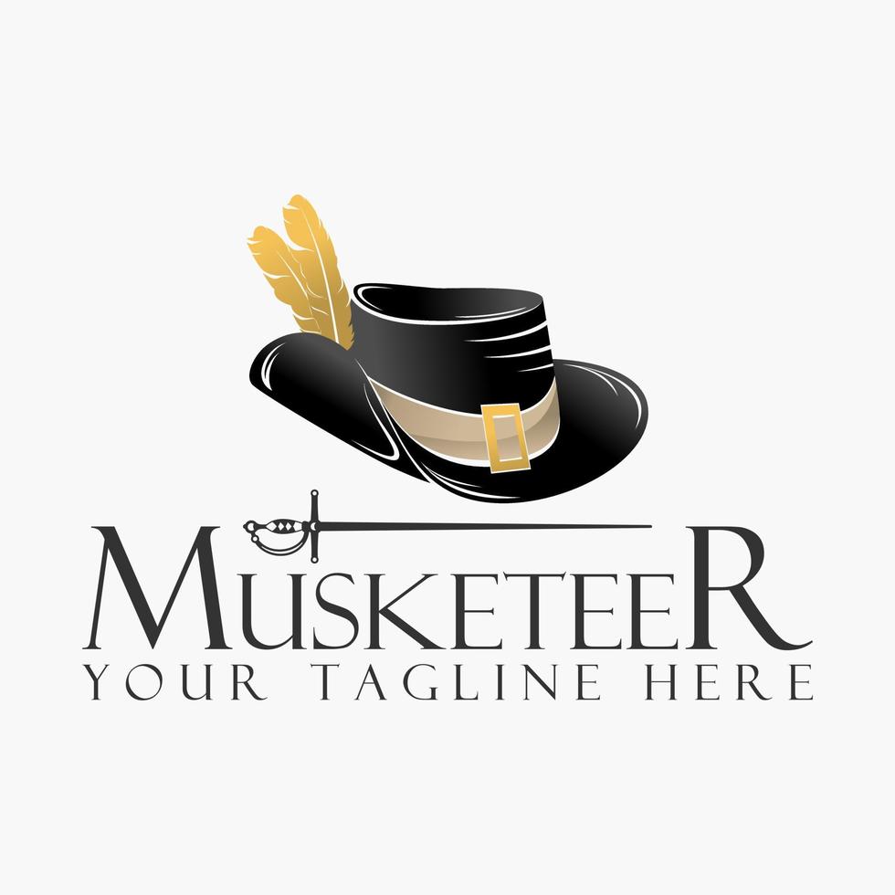 Musketeer hat with fur and sword image graphic icon logo design abstract concept vector stock. Can be used as a symbol related to cowboy.
