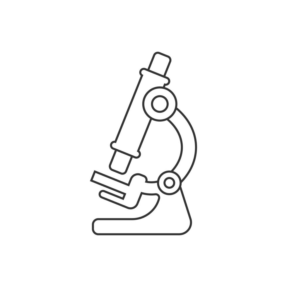 Microscope icon in flat style. Laboratory magnifier vector illustration on isolated background. Biology instrument sign business concept.