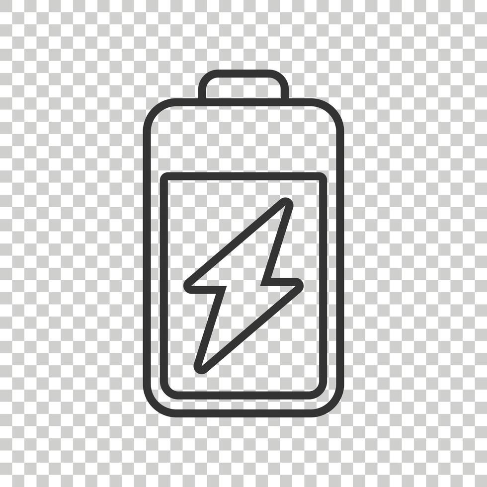 Battery icon in flat style. Accumulator vector illustration on white isolated background. Energy charger business concept.