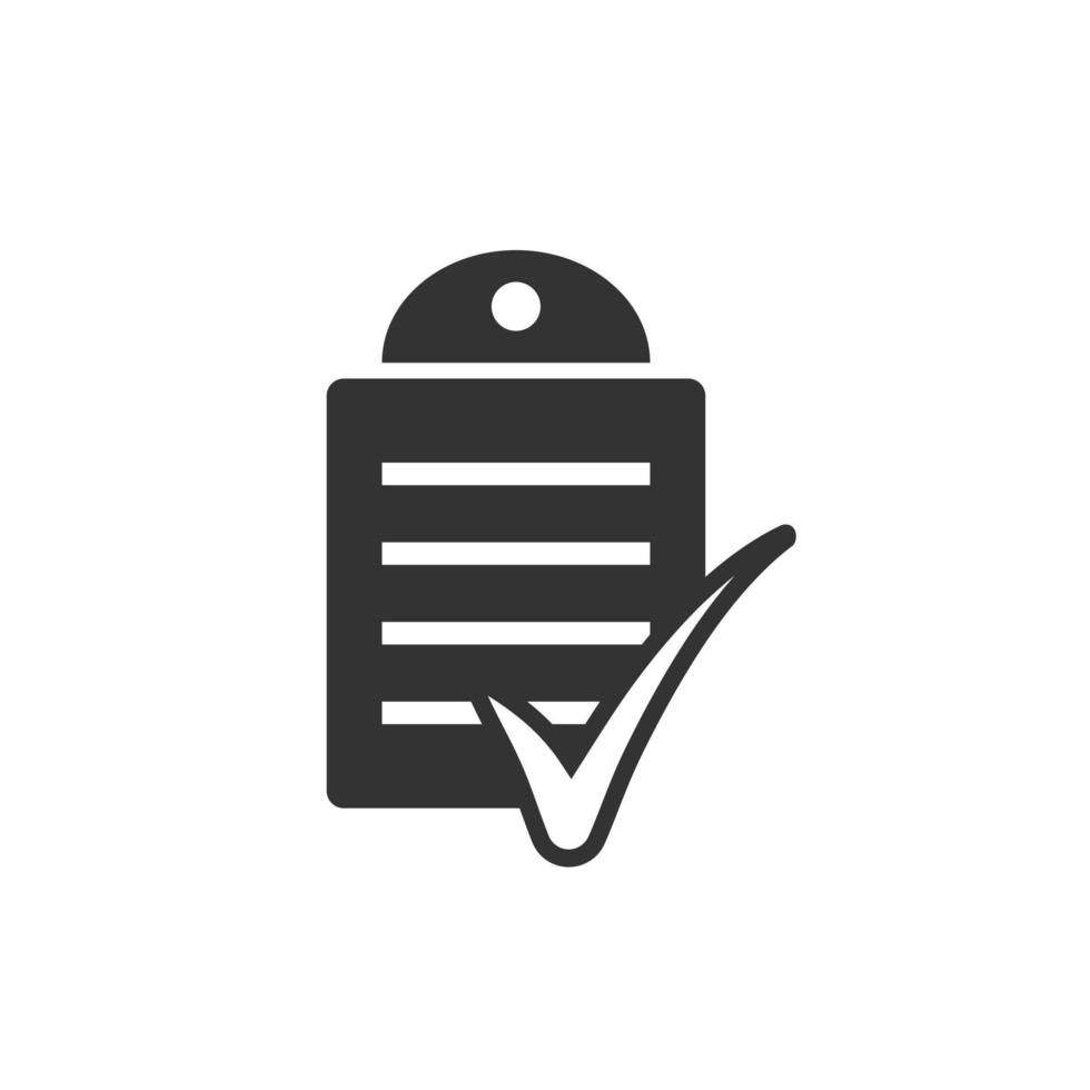 Document checklist icon in flat style. Report vector illustration on white isolated background. Paper sheet business concept.