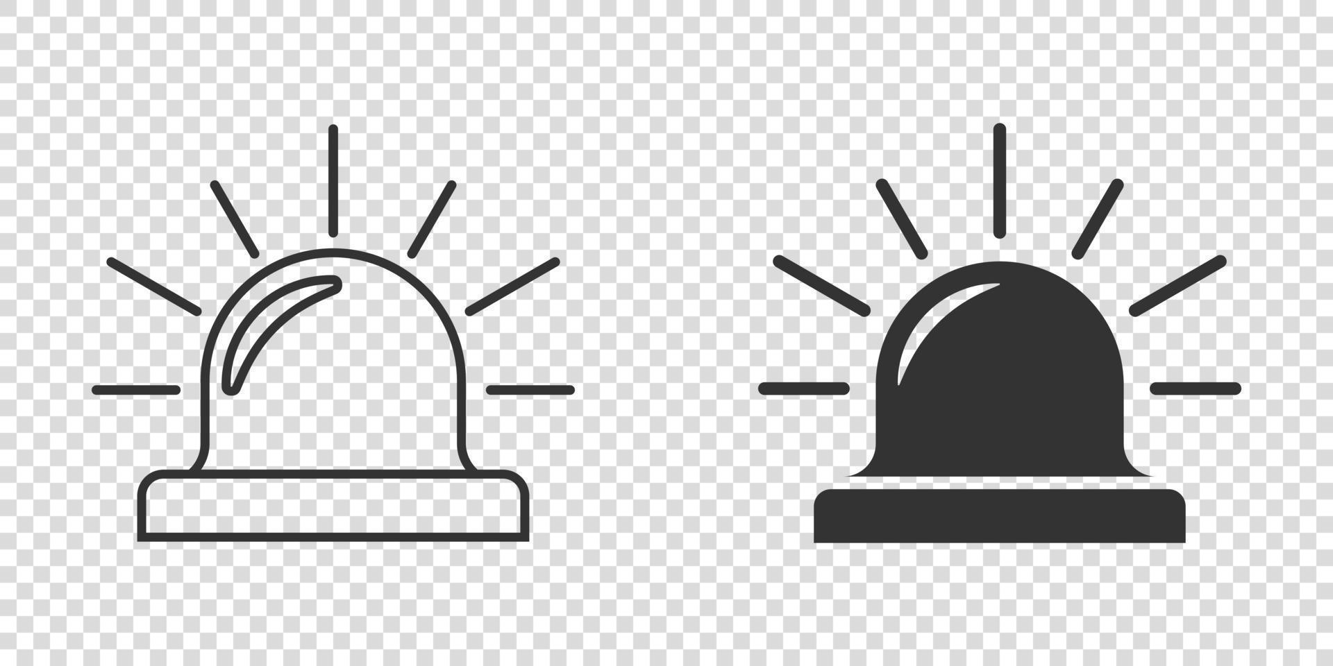 Emergency alarm icon in flat style. Alert lamp vector illustration on isolated background. Police urgency sign business concept.