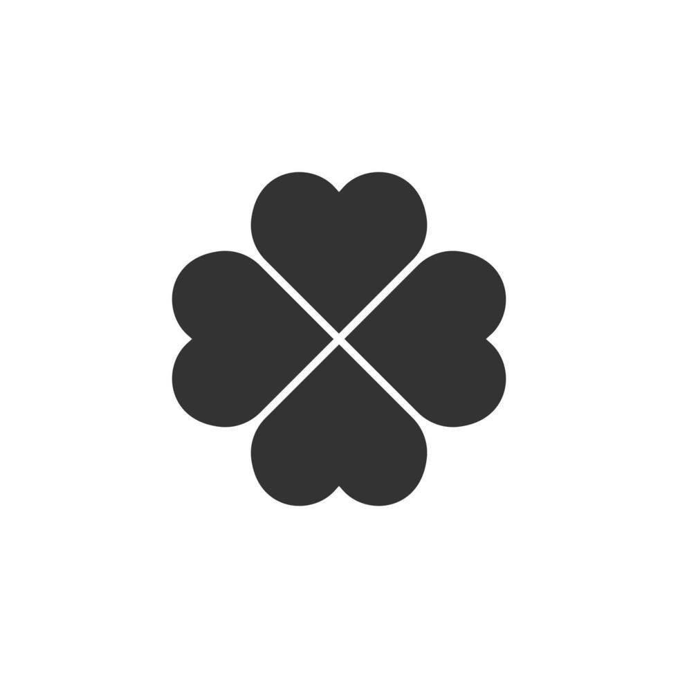 Four leaf clover icon in flat style. St Patricks Day vector illustration on white isolated background. Flower shape business concept.