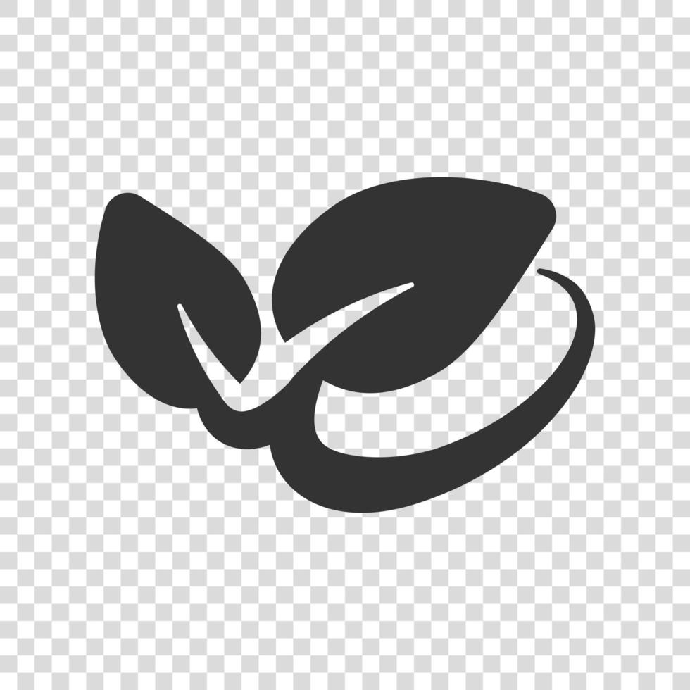 Leaf icon in flat style. Plant vector illustration on white isolated background. Flower sign business concept.