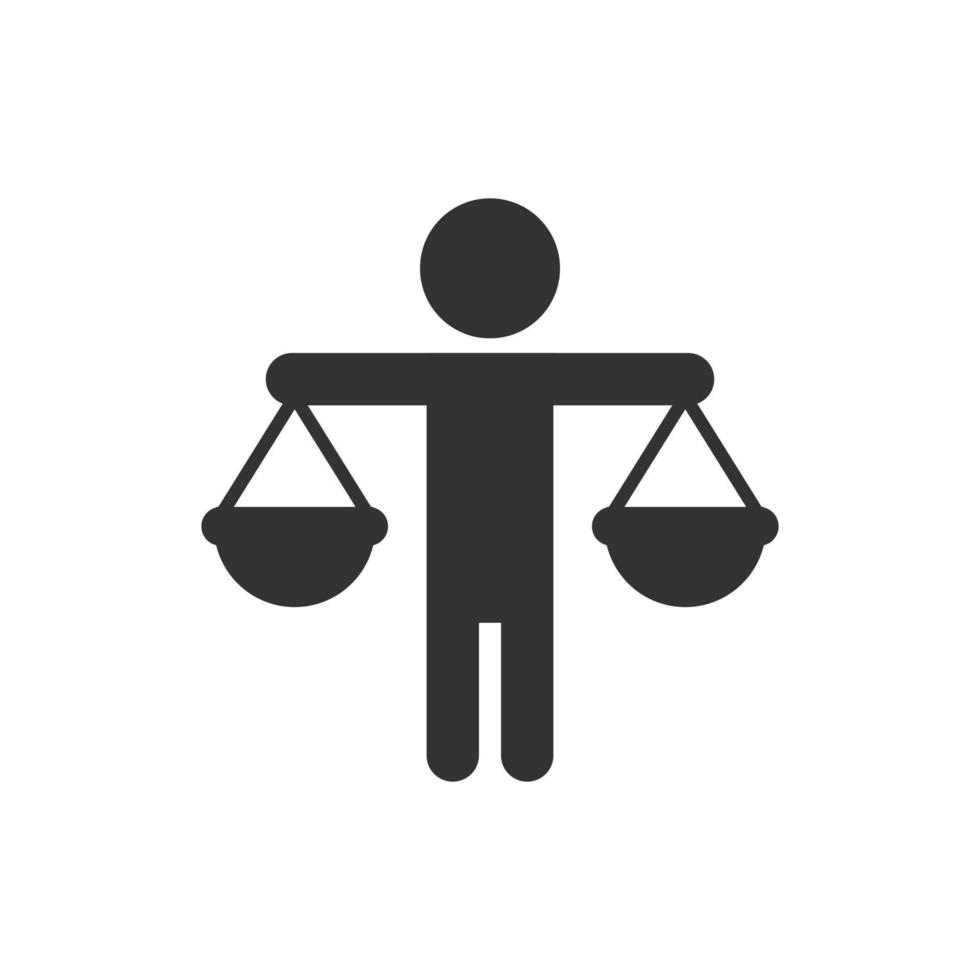 Ethic balance icon in flat style. Honesty vector illustration on isolated background. Decision business concept.