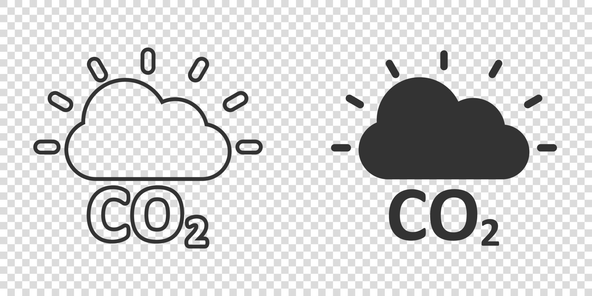 Co2 emission icon in flat style. Cloud disaster vector illustration on white isolated background. Environment sign business concept.