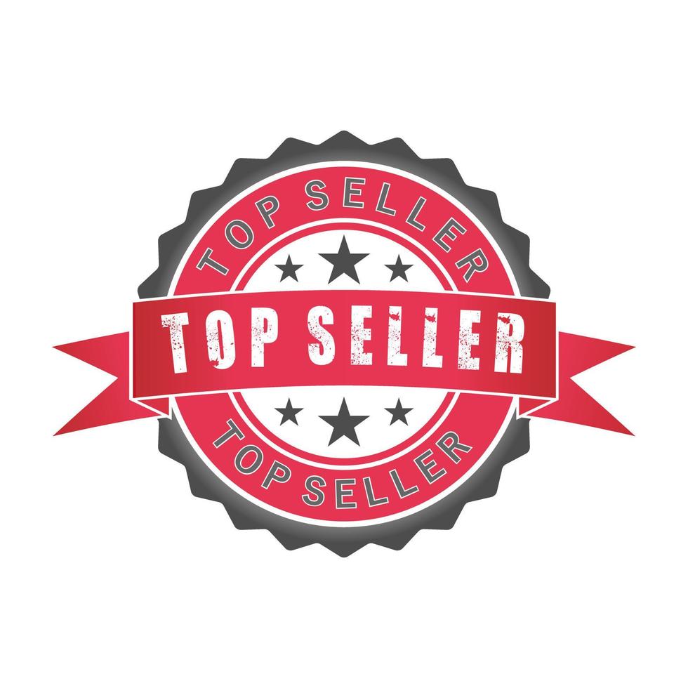 Best seller emblema rojo para productos superiores imagen icono gráfico diseño de logotipo concepto abstracto vector stock. se puede utilizar como un símbolo relacionado con la tienda o el producto