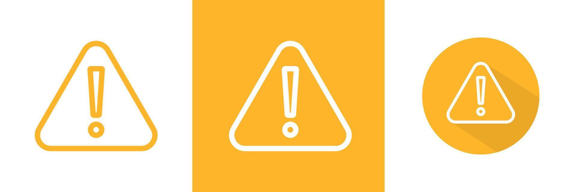 Warning Sign Flat Line Shadow Yellow Icon Vector Illustration